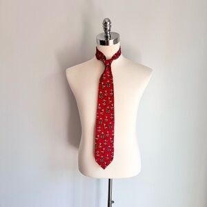 Vintage NOEL Red Silk Christmas Santa Golfing Men’s Necktie